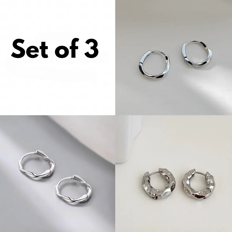 Set of 3 Minimalist Circle Earrings