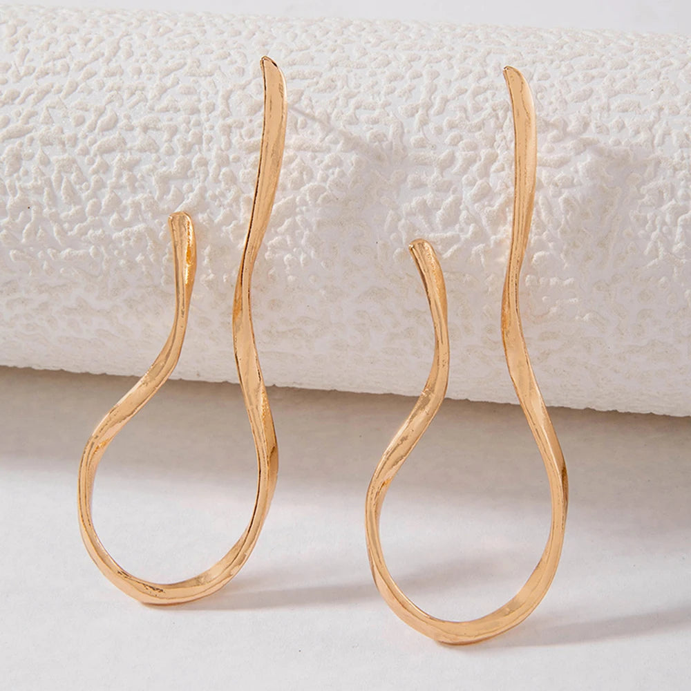 Big Dangle Earrings – Minimalist Asymmetric Twisted Design