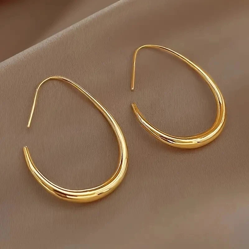 Water Drop Hoop Earrings - 18K Gold Plated Copper