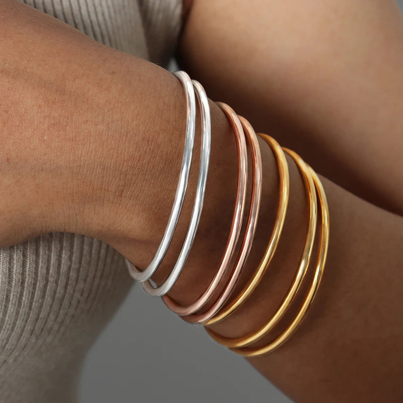 Fadeless Stainless Steel Bangle Bracelet – Available in Silver, Gold, and Rose Gold