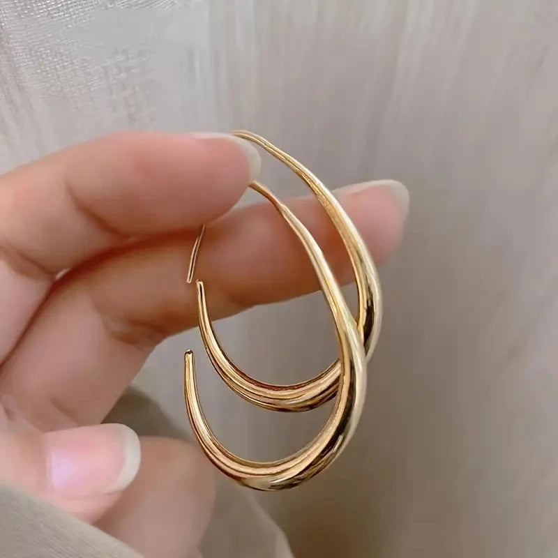 Water Drop Hoop Earrings - 18K Gold Plated Copper