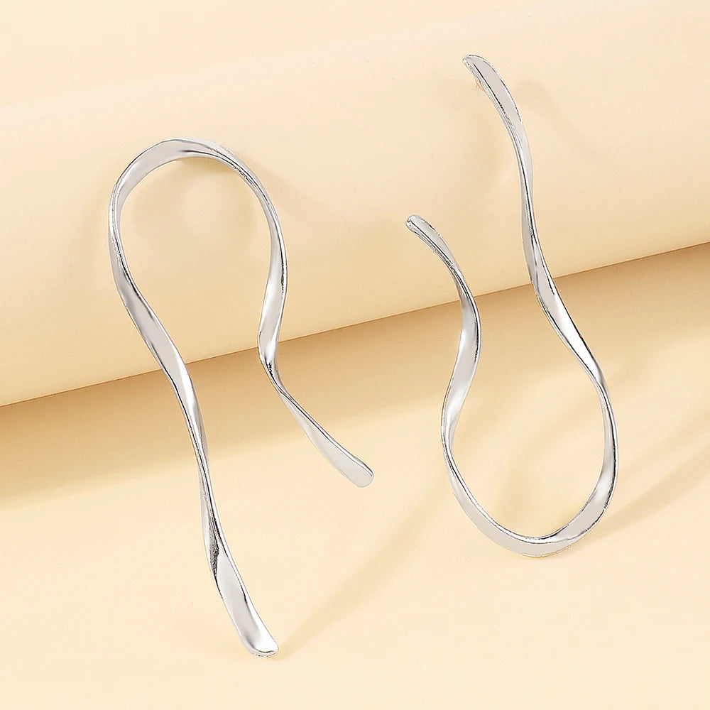 Big Dangle Earrings – Minimalist Asymmetric Twisted Design