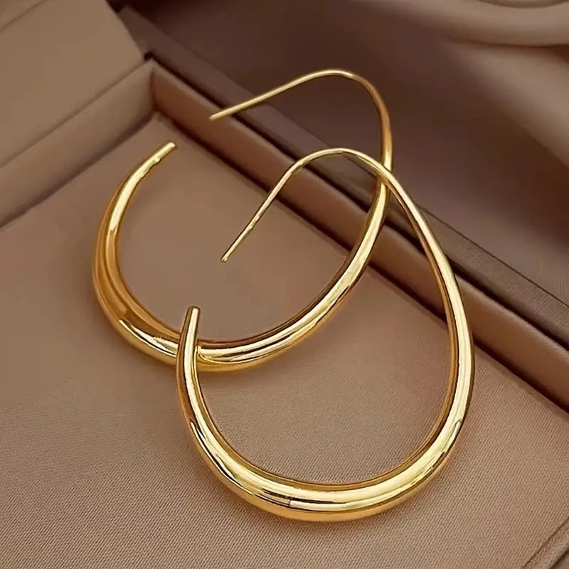 Water Drop Hoop Earrings - 18K Gold Plated Copper